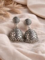Oxidised Dome Jhumka Earrings - Image 3