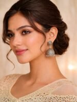 Oxidised Dome Jhumka Earrings - Image 2