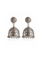 Oxidised Dome Jhumka Earrings - Image 4