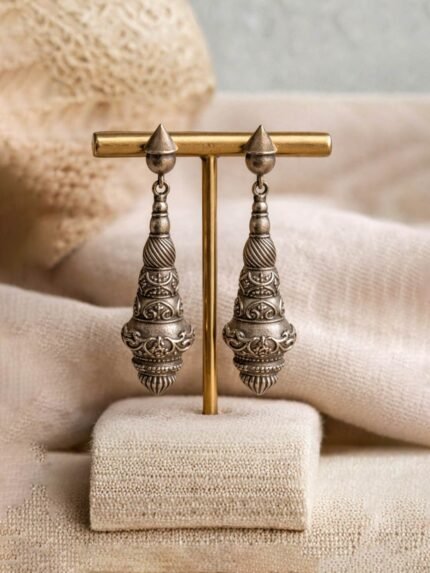 Oxidised Long Drop Earrings