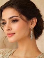 Oxidised Long Drop Earrings - Image 2