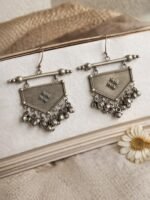 Oxidised Tribal Dangle Earrings - Image 3