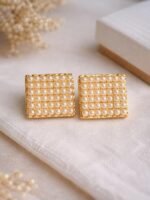Pearl Square Stud Earrings - Image 3