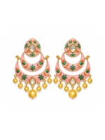 Pink Meenakari Chandbali Earrings - Image 4