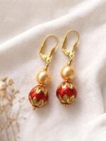 Red Meenakari Pearl Drops - Image 3