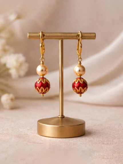 Red Meenakari Pearl Drops