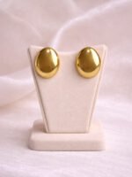 Shiny Gold Dome Stud Earrings