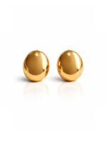 Shiny Gold Dome Stud Earrings - Image 4
