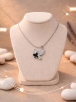 Silver Butterfly Pendant with Black Accent Design
