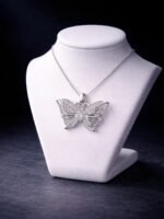 Silver Crystal Butterfly Pendant Necklace for Women - Image 3