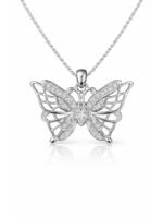 Silver Crystal Butterfly Pendant Necklace for Women - Image 4