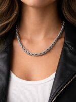Silver Twisted Rope Chain Necklace