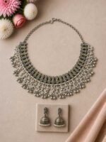 Oxidised Pearl Fringe Choker Set
