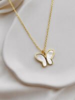 Minimal Butterfly Pearl Pendant Necklace
