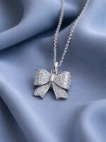 Crystal Bow Charm Necklace