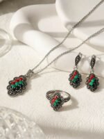 Vintage Multicolour Oxidised Jewellery Set - Image 2