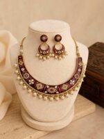 Maroon Meenakari Pearl Choker Set