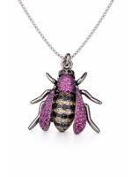 Pink Crystal Bee Pendant Necklace - Image 4