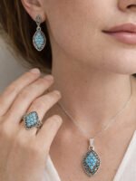 Turquoise Vintage Oxidized Jewelry Set - Image 2