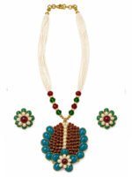 Peacock Pearl Pendant Necklace Set - Image 4