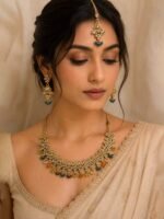 Elegant Kundan Floral Necklace Set - Image 3