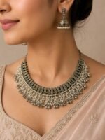 Oxidised Pearl Fringe Choker Set - Image 3