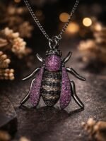 Pink Crystal Bee Pendant Necklace - Image 3