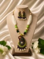 Royal Meenakari Pearl Pendant Necklace Set