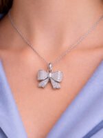 Crystal Bow Charm Necklace - Image 2
