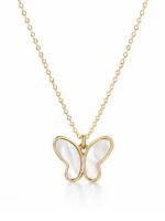 Minimal Butterfly Pearl Pendant Necklace - Image 4