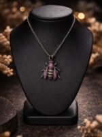 Pink Crystal Bee Pendant Necklace - Image 2