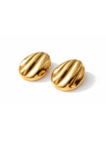 Golden Ripple Statement Stud Earrings - Image 4