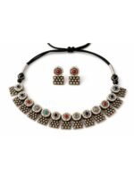 Boho Oxidised Multicolor Necklace Set - Image 4