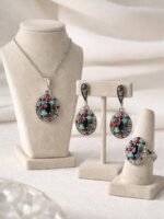 Bohemian Multistone Oxidized Jewelry Set
