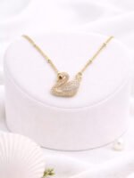 Crystal Swan Pendant Necklace - Image 2