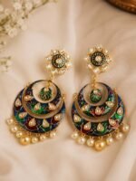 Royal Blue Meenakari Chandbali Earrings