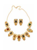 Meher Multistone Gold Statement Necklace Set - Image 4