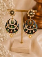 Royal Blue Meenakari Chandbali Earrings - Image 3