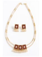 Aarna Reversible Pearl Necklace Set (Red & Emerald Green) - Image 7