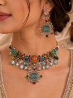 Zariya Royale Multistone Statement Necklace Set - Image 2