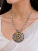 Vasudha Heritage Oxidised Statement Pendant Necklace - Image 3