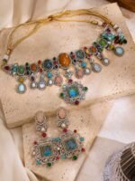 Zariya Royale Multistone Statement Necklace Set - Image 3