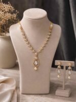 Gold-Plated American Diamond Teardrop Pendant Necklace Set