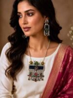 Royal Peacock Statement Necklace Set - Image 2