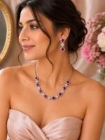 Ruby Bloom Crystal Necklace Set - Image 2