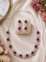 Ruby Bloom Crystal Necklace Set - Image 3
