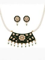 Verdant Pearl Kundan Pendant Necklace Set - Image 4