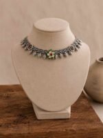 Oxidised Floral Choker Necklace for Women - Image 3
