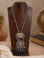 Oxidised Floral Pendant Long Necklace for Women - Image 3
