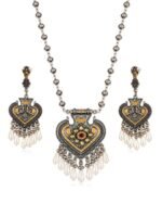Oxidised Heart Pendant Long Necklace Set for Women - Image 4